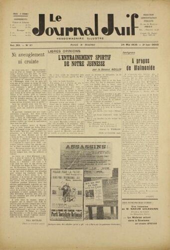 Le Journal Juif N°21 ( 24 mai 1935 )